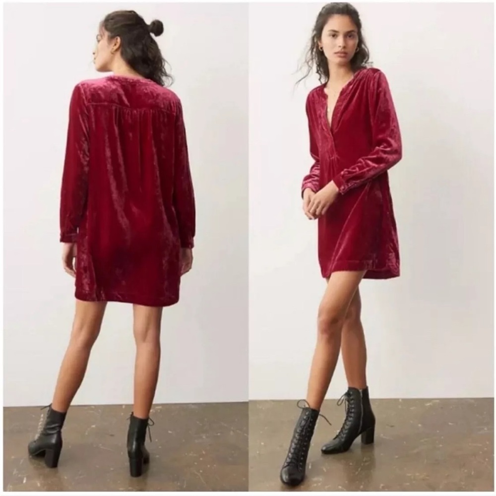 Anthropologie Melody Velvet Long Sleeve Tunic Dress